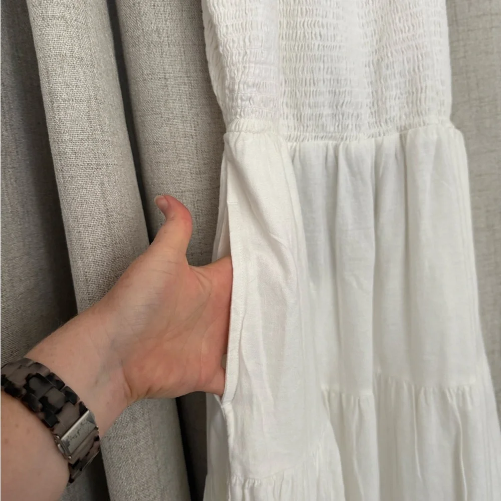 Universal Thread White Linen Midi Dress with Back Cutout - Picture 2 of 9